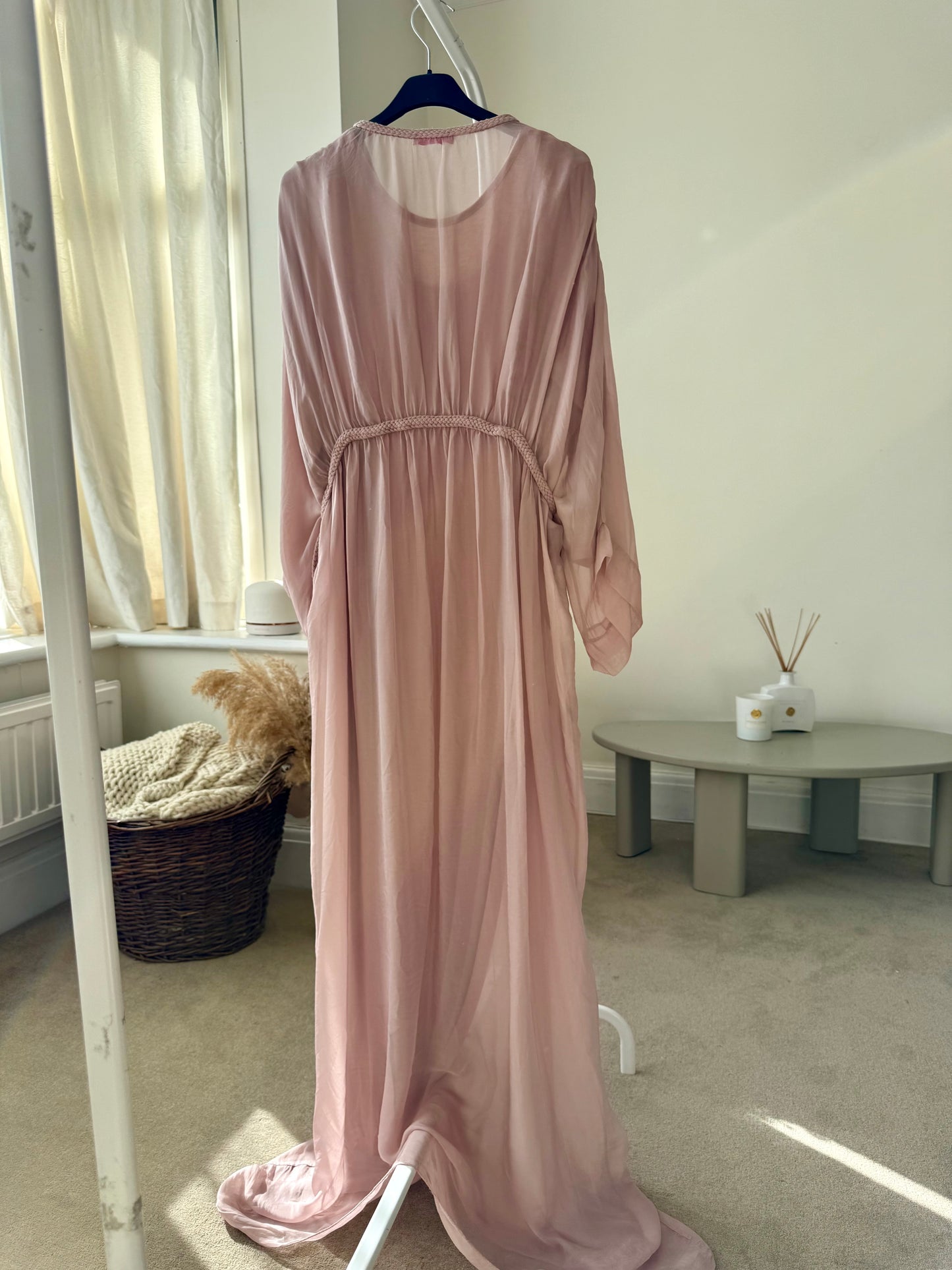 Sierra Silk Maxi Kaftan - Rose Pink
