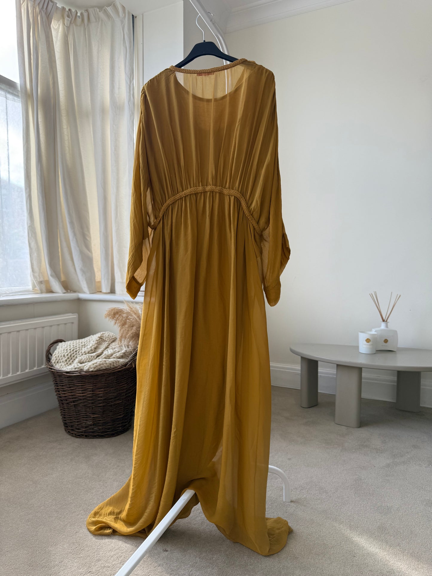 Sierra Silk Maxi Kaftan - Mustard