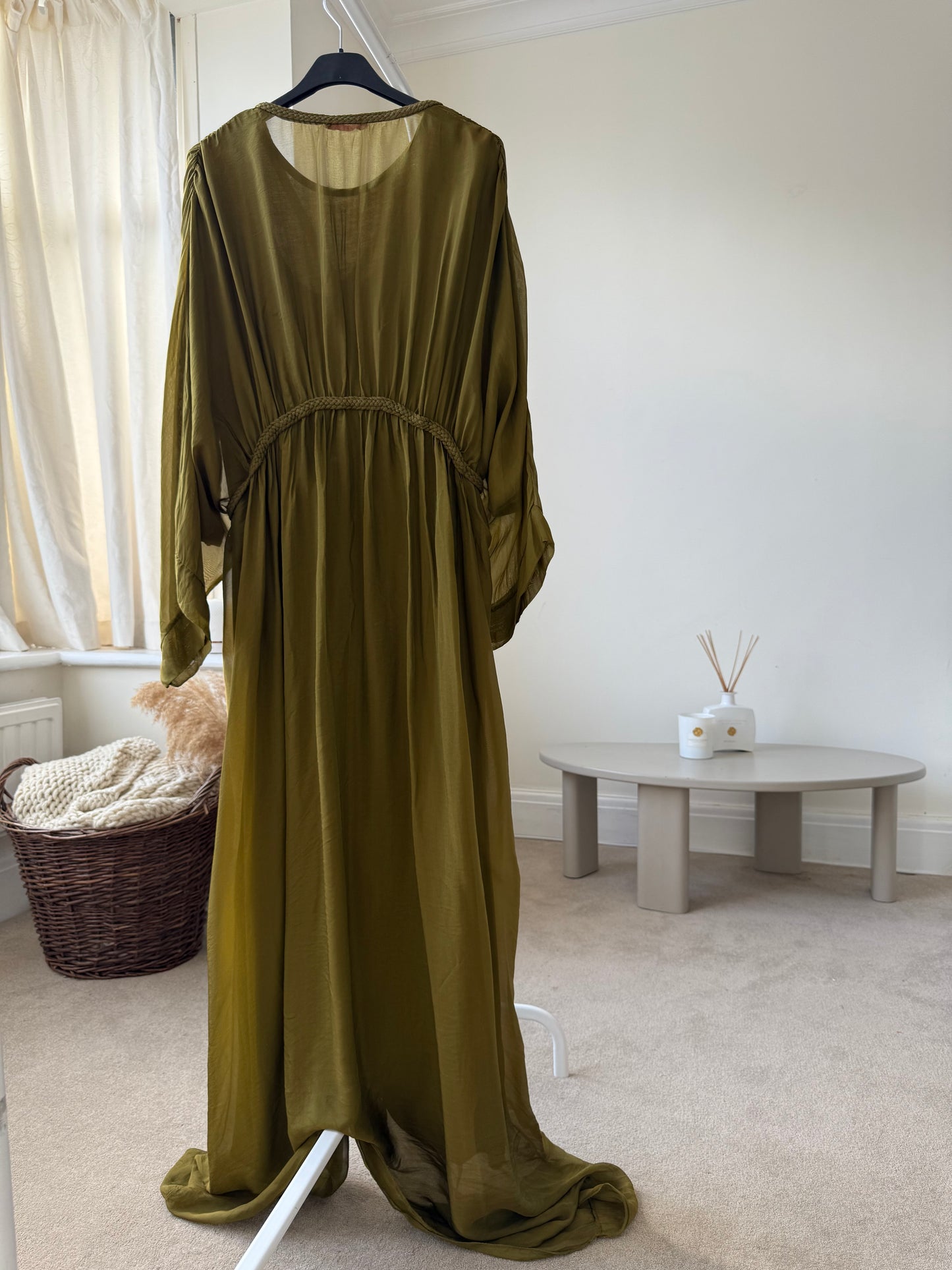 Sierra Silk Maxi Kaftan - Olive Green