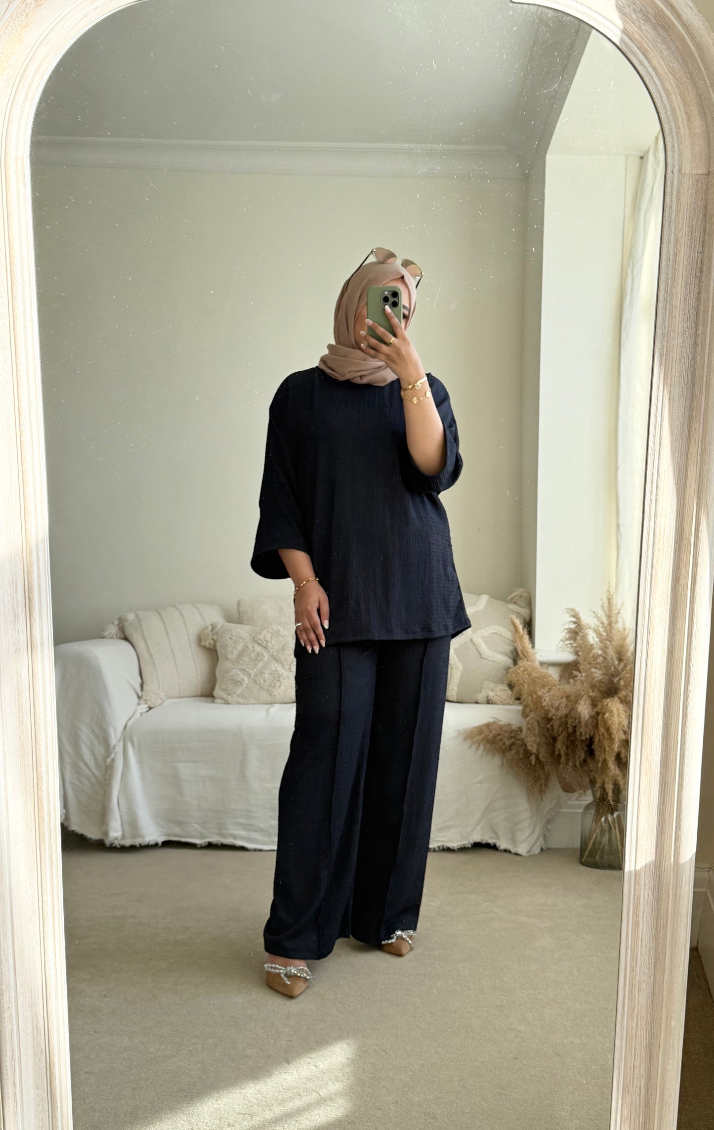 Sara Co ord set - textured lightweight- Navy