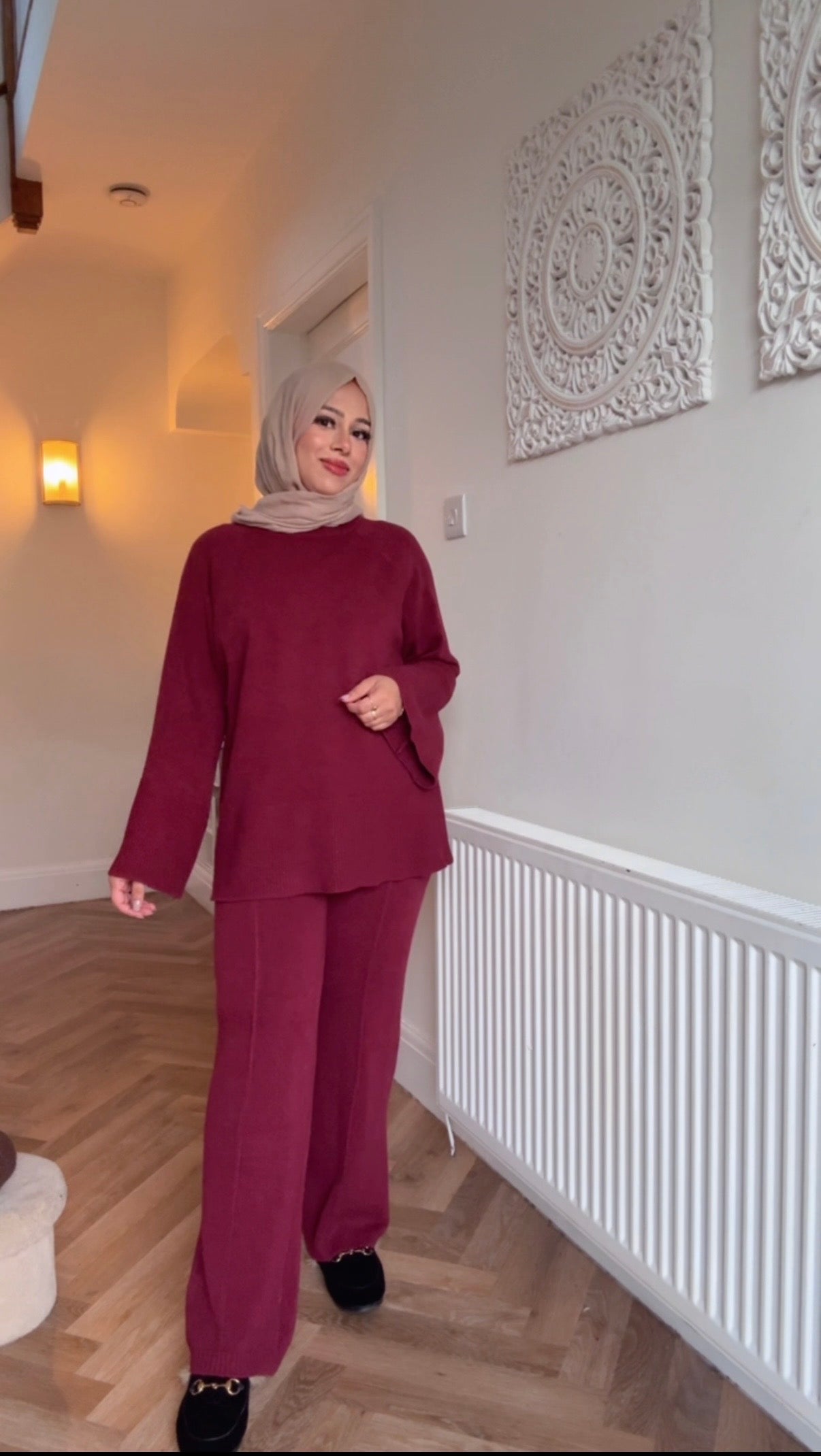 Hawa Premium Knit Co-ord Set - Burgandy