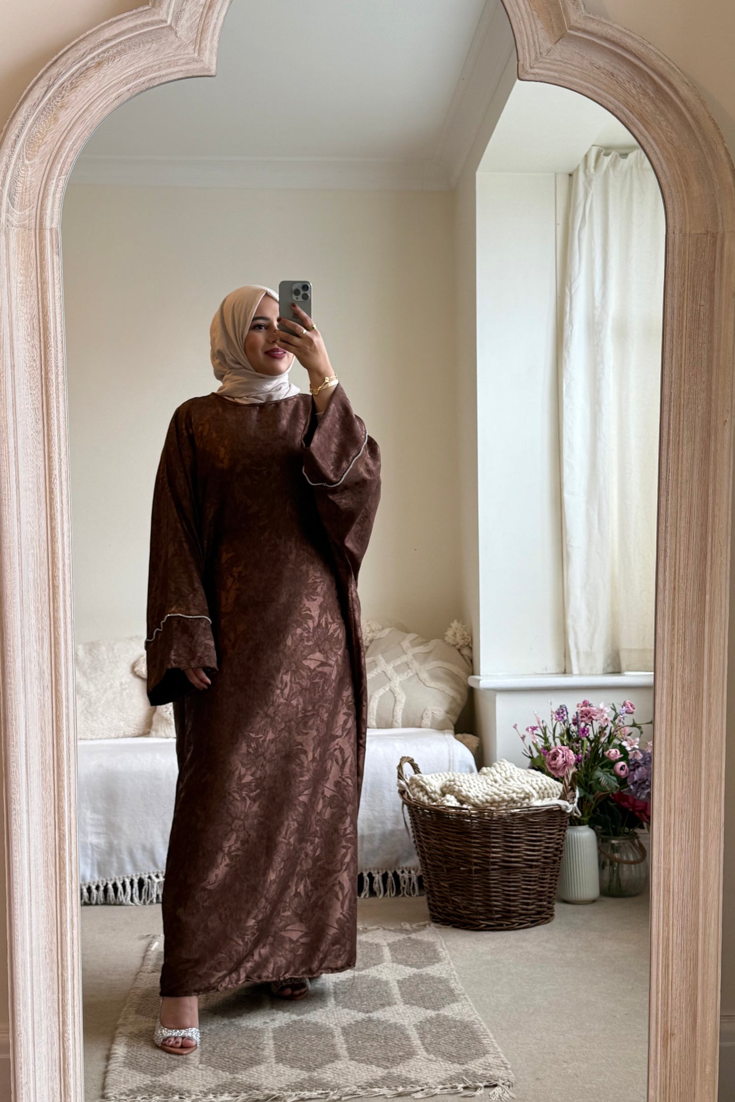 Rima Floral Kaftan Dress - Brown