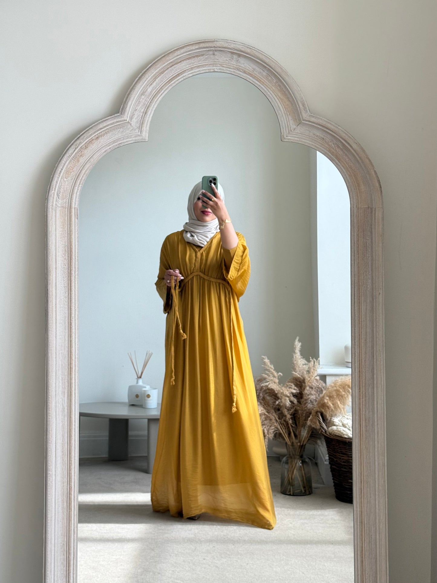 Sierra Silk Maxi Kaftan - Mustard