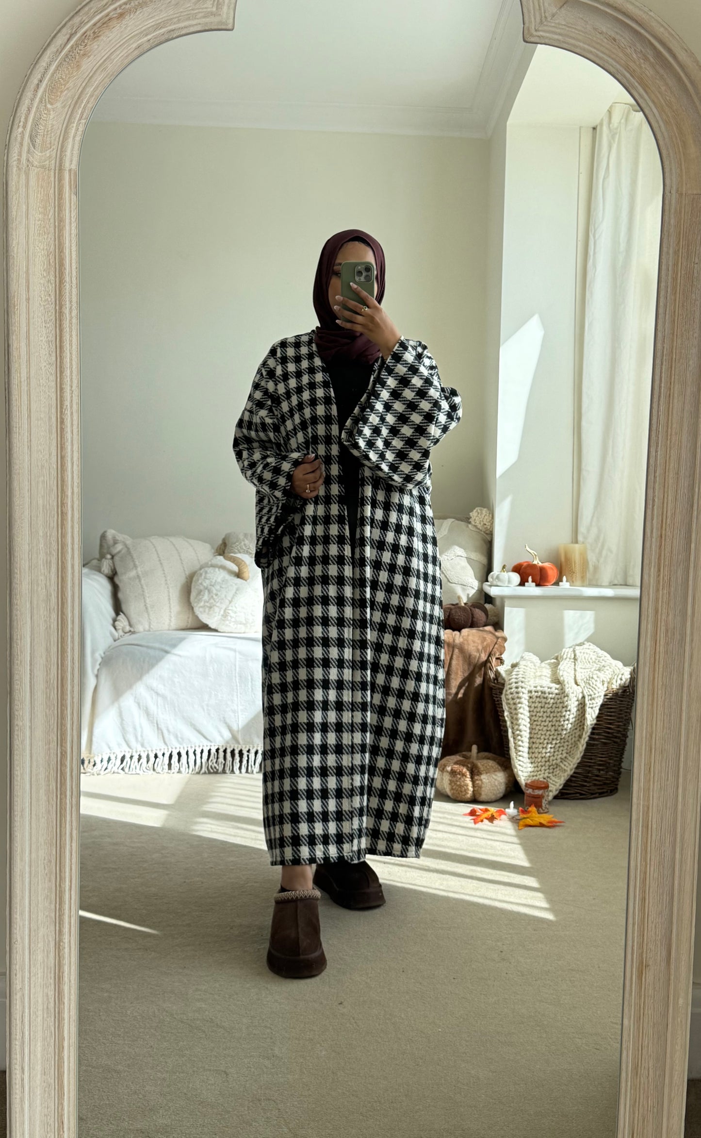 Checkered Coatigan - Black