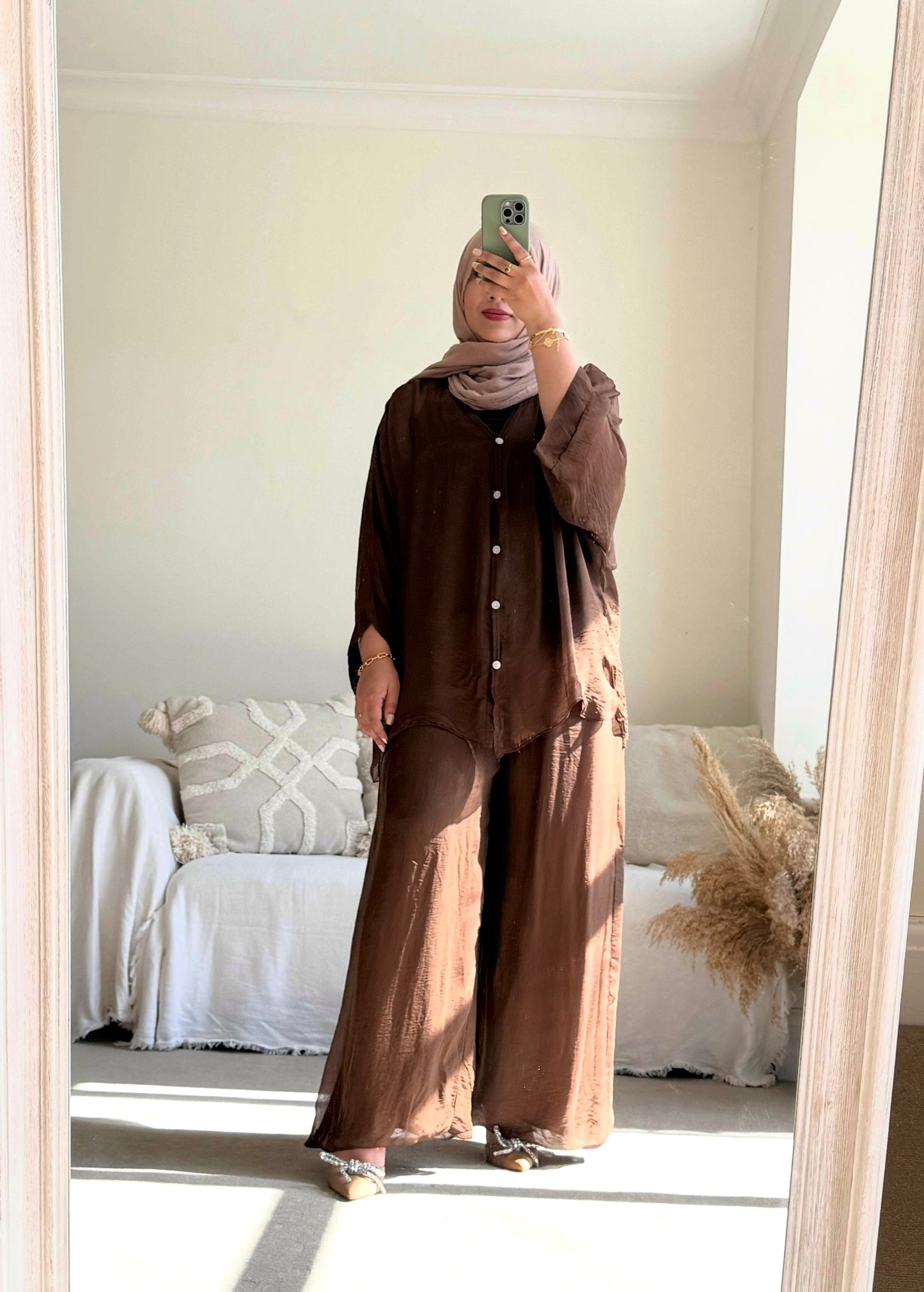 Ariana Shirt Co-ord - Chocolate Brown