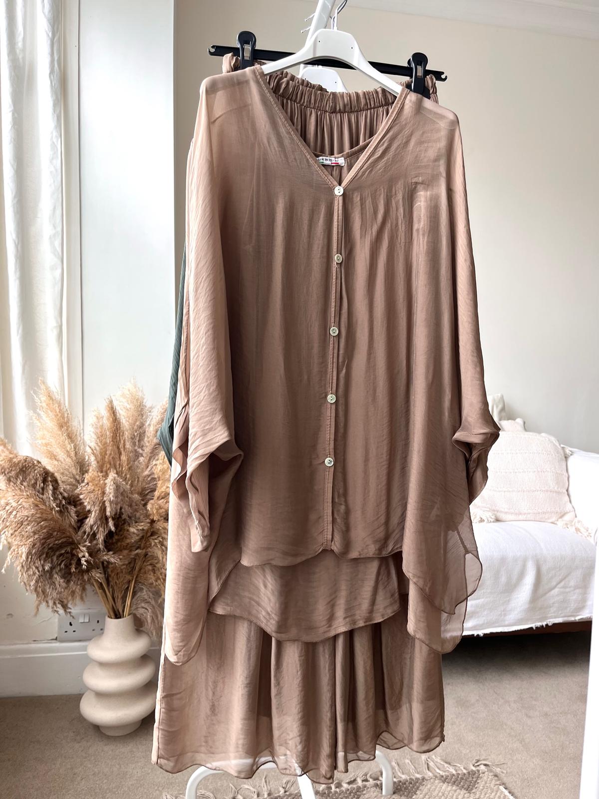 Ariana Shirt Co-ord - Taupe