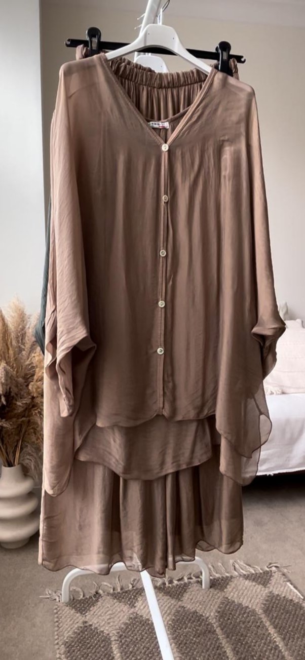 Ariana Shirt Co-ord - Taupe