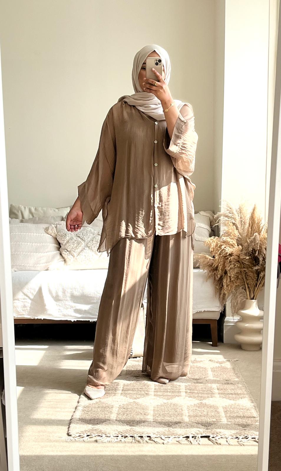 Ariana Shirt Co-ord - Taupe