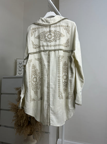 Fringe detailed oversized shirt