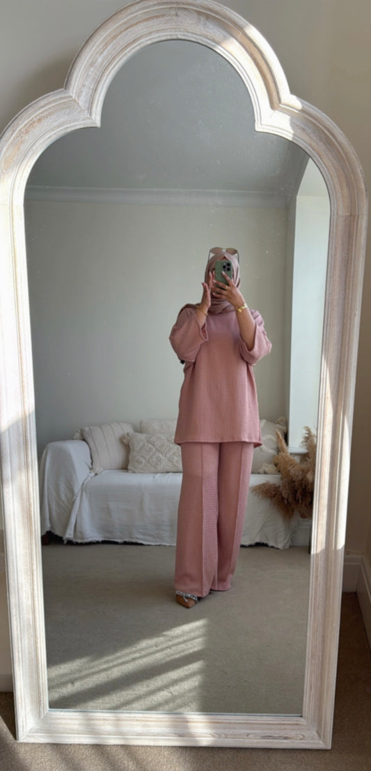 Sara Co ord set - textured lightweight- Baby Pink