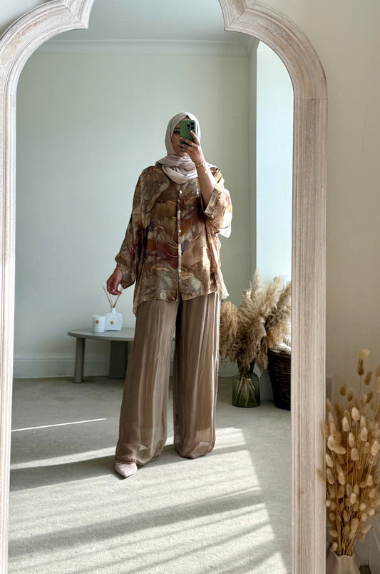 Ariana Co-ord set - Beige Marble
