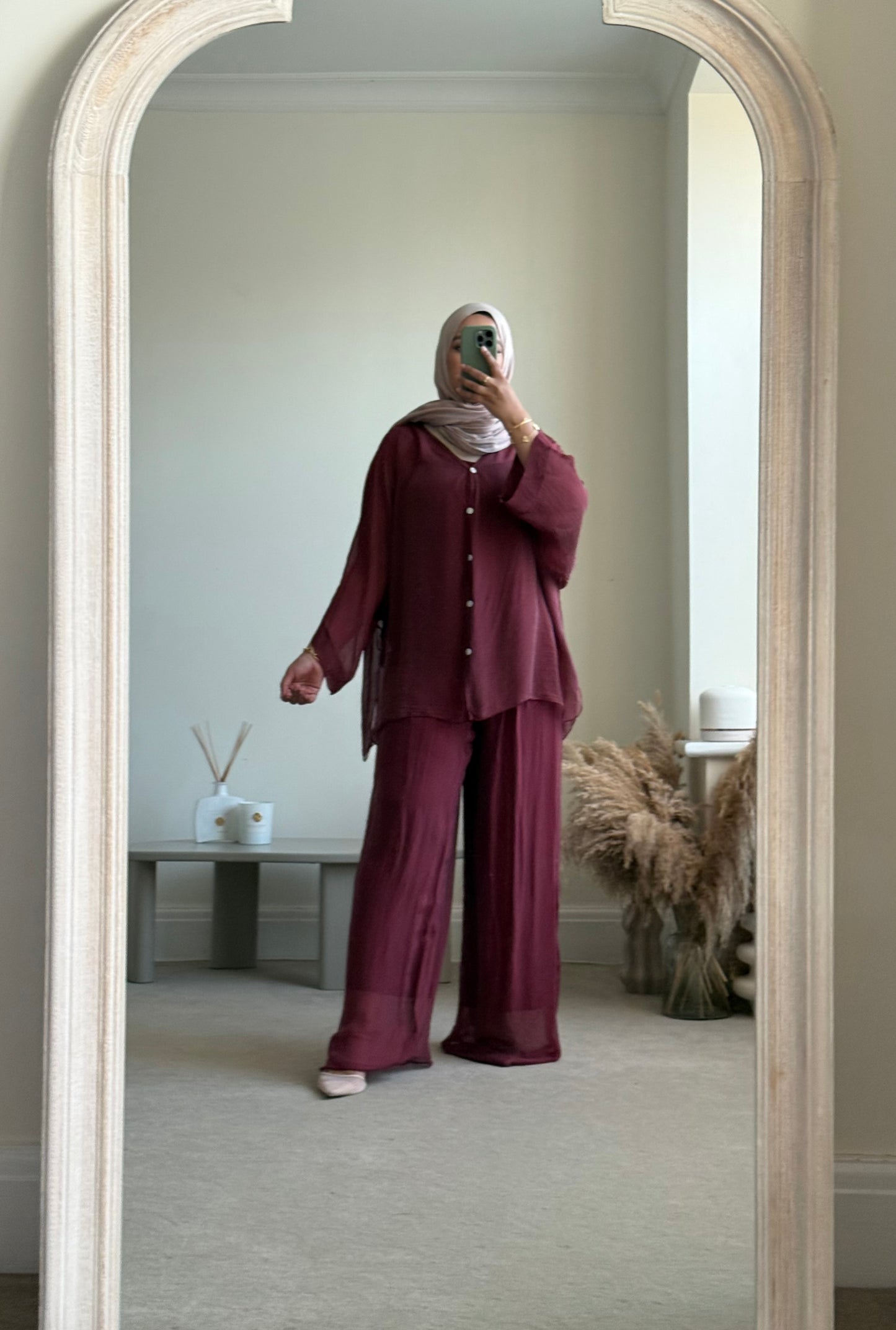 Ariana Shirt Co-ord - Maroon