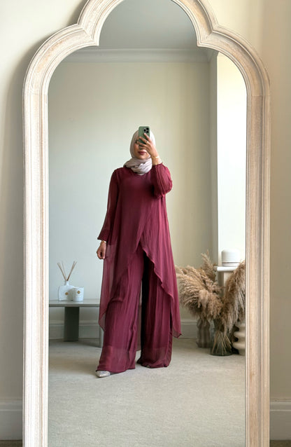 Ariana Long Co-ord Set - Maroon