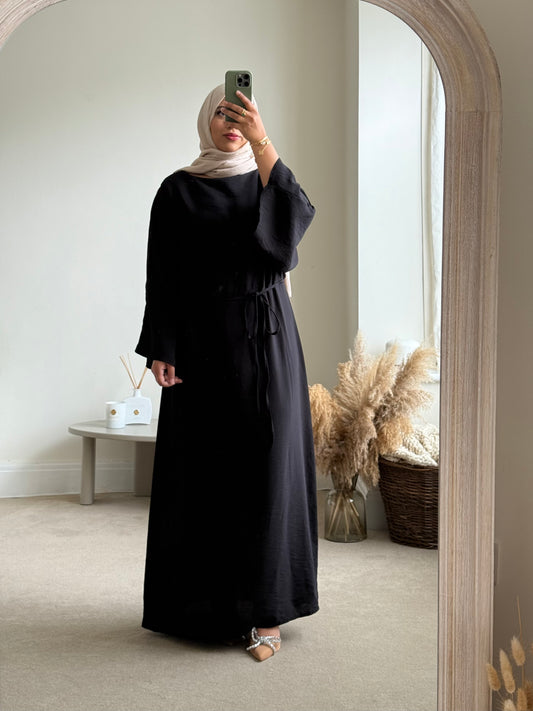 Linen look Maxi dress - Black