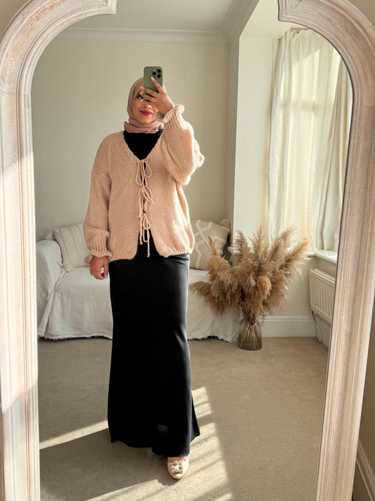 Soft Knit Bow Cardi - Pink