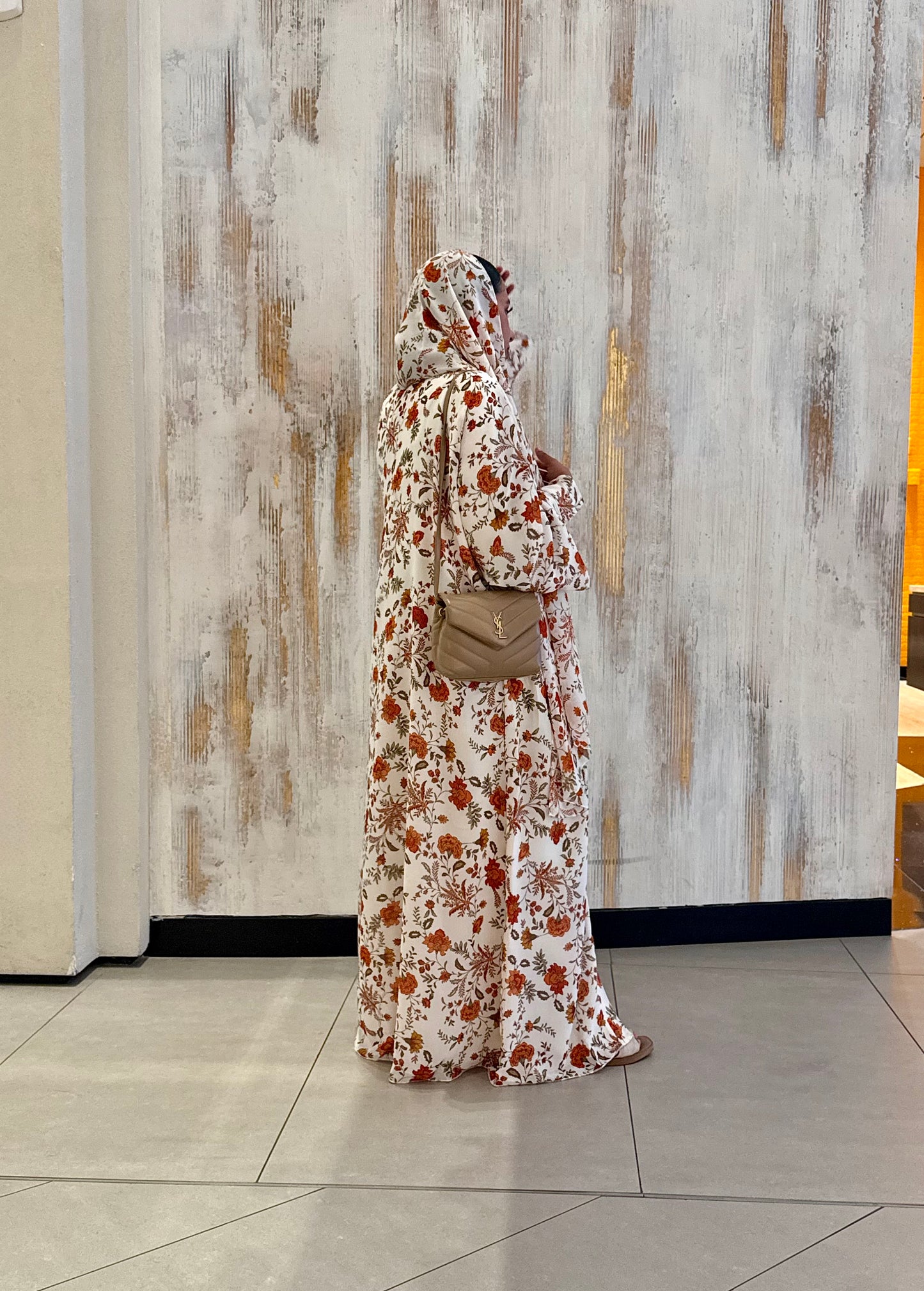 Printed Abaya & Hijab set - Rust