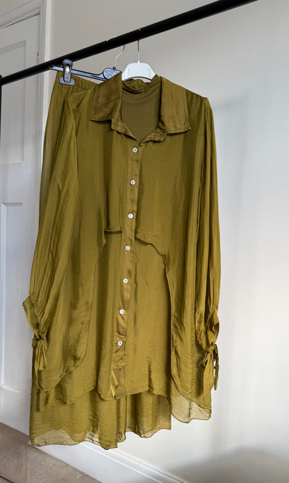 Ariana Long Shirt Set - Olive