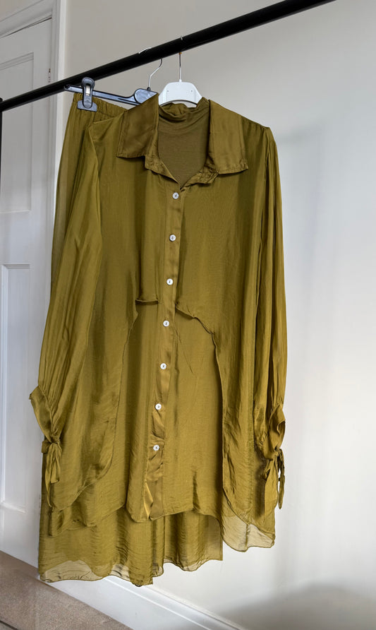 Ariana Long Shirt Set - Olive
