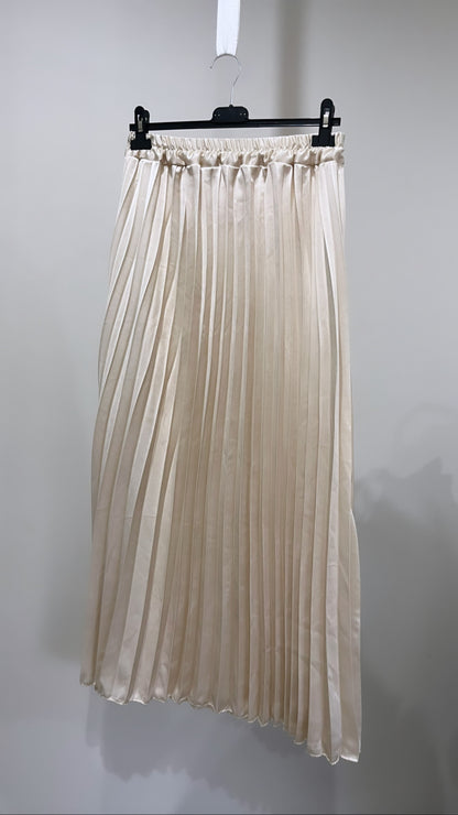 Pleated Satin Skirt - Off white Cream