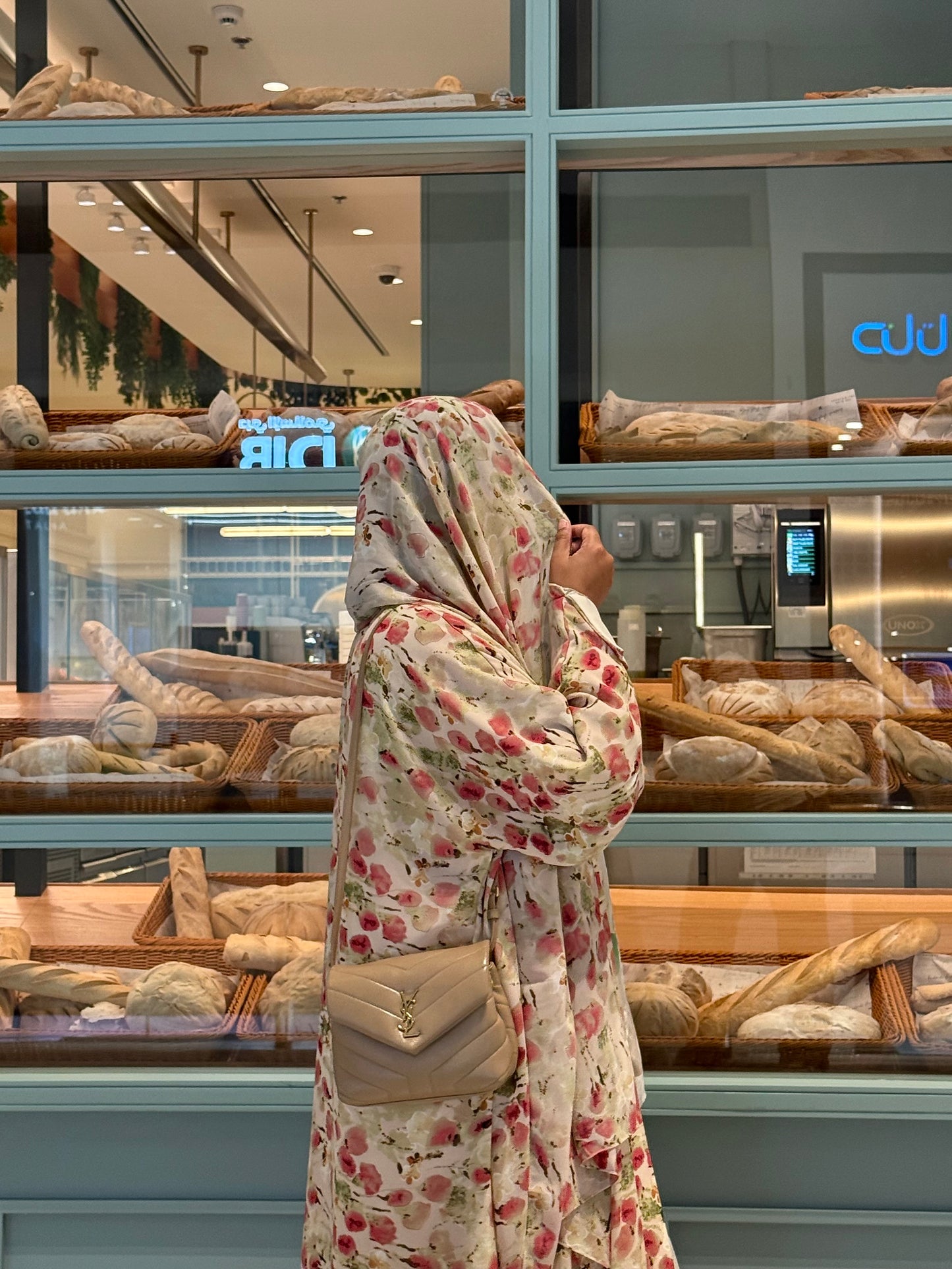 Printed Abaya & Hijab set - Rosy