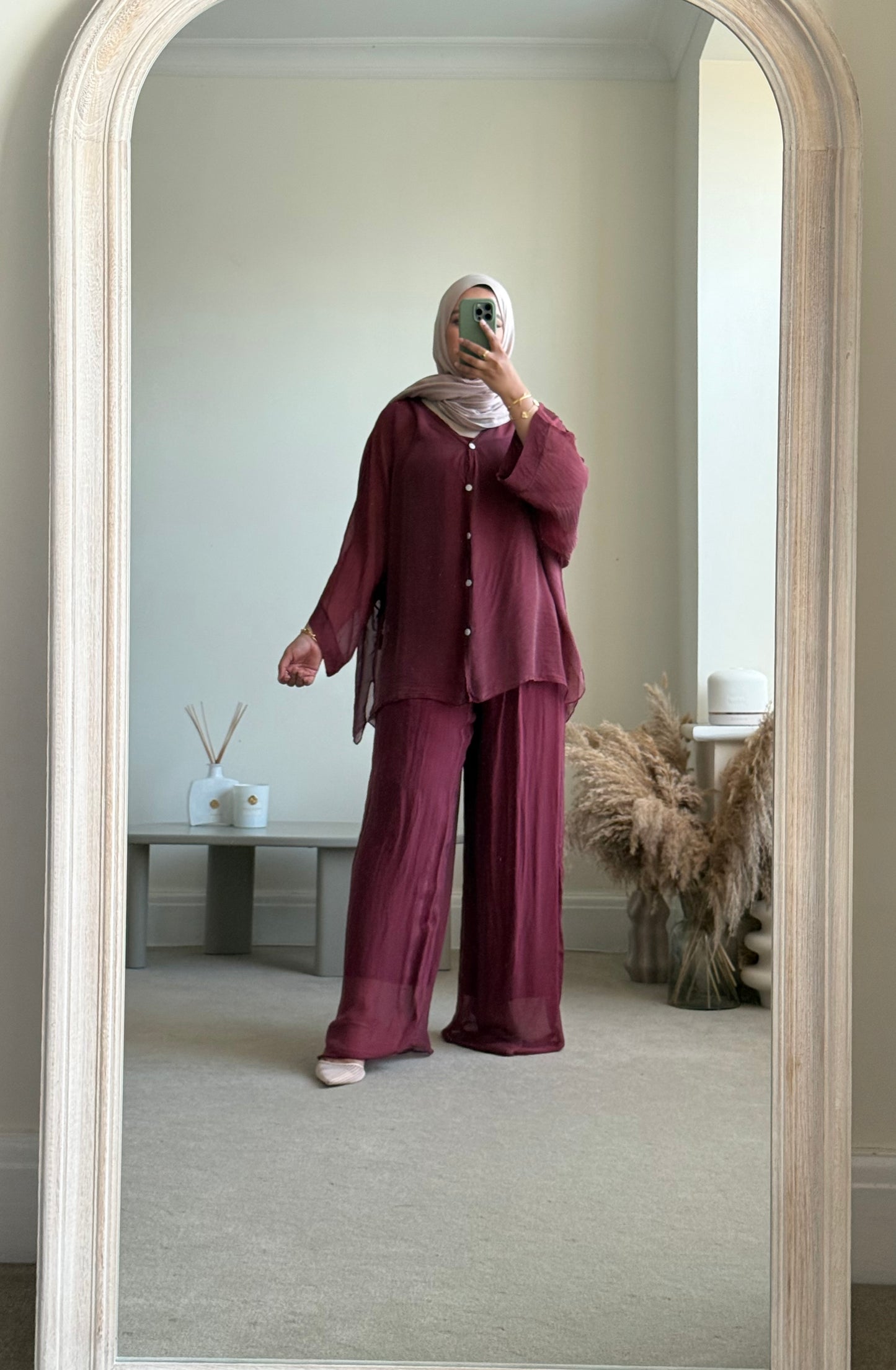 Ariana Shirt Co-ord - Maroon