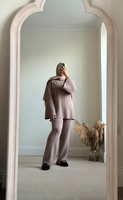 Hawa Premium Knit Co-ord Set - Taupe
