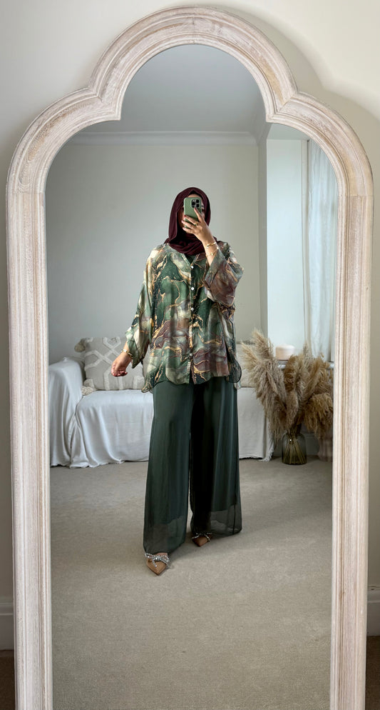 Ariana Co-ord set - Khaki Marble