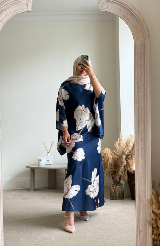 Nyla Skirt and Top Co ord set - Blue
