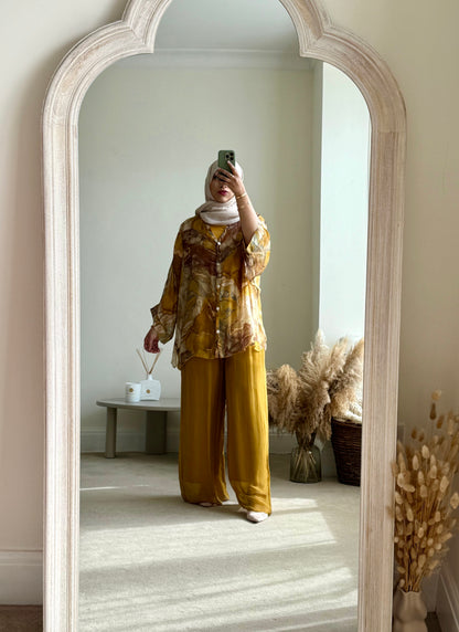 Ariana Co-ord set - Mustard Marble