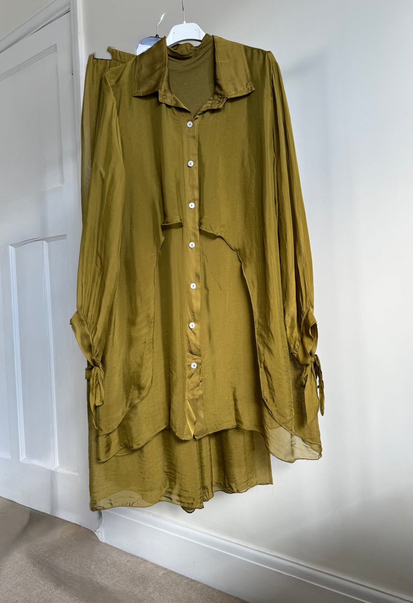 Ariana Long Shirt Set - Olive
