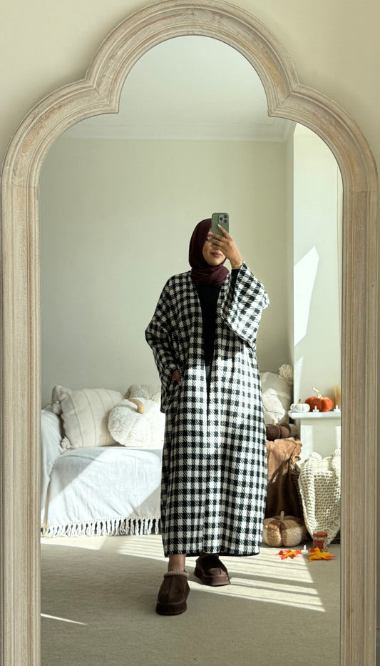 Checkered Coatigan - Black