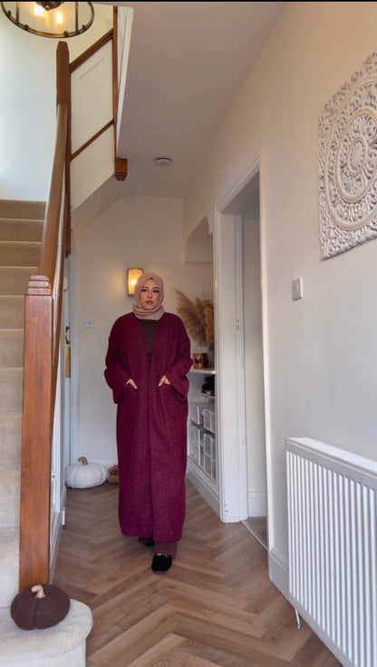 Cosy Oversized Coatigan - Burgandy