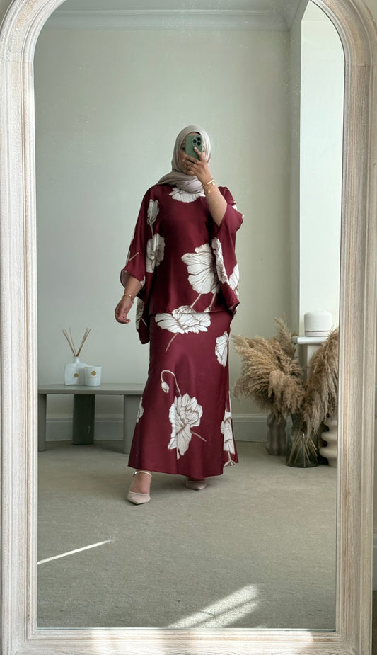 Nyla Skirt and Top Co ord set - Red