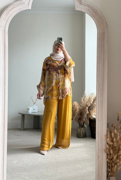 Ariana Co-ord set - Mustard Marble
