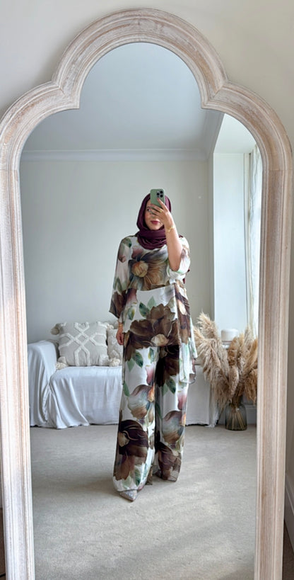 Ari Co-ord Set - Brown floral