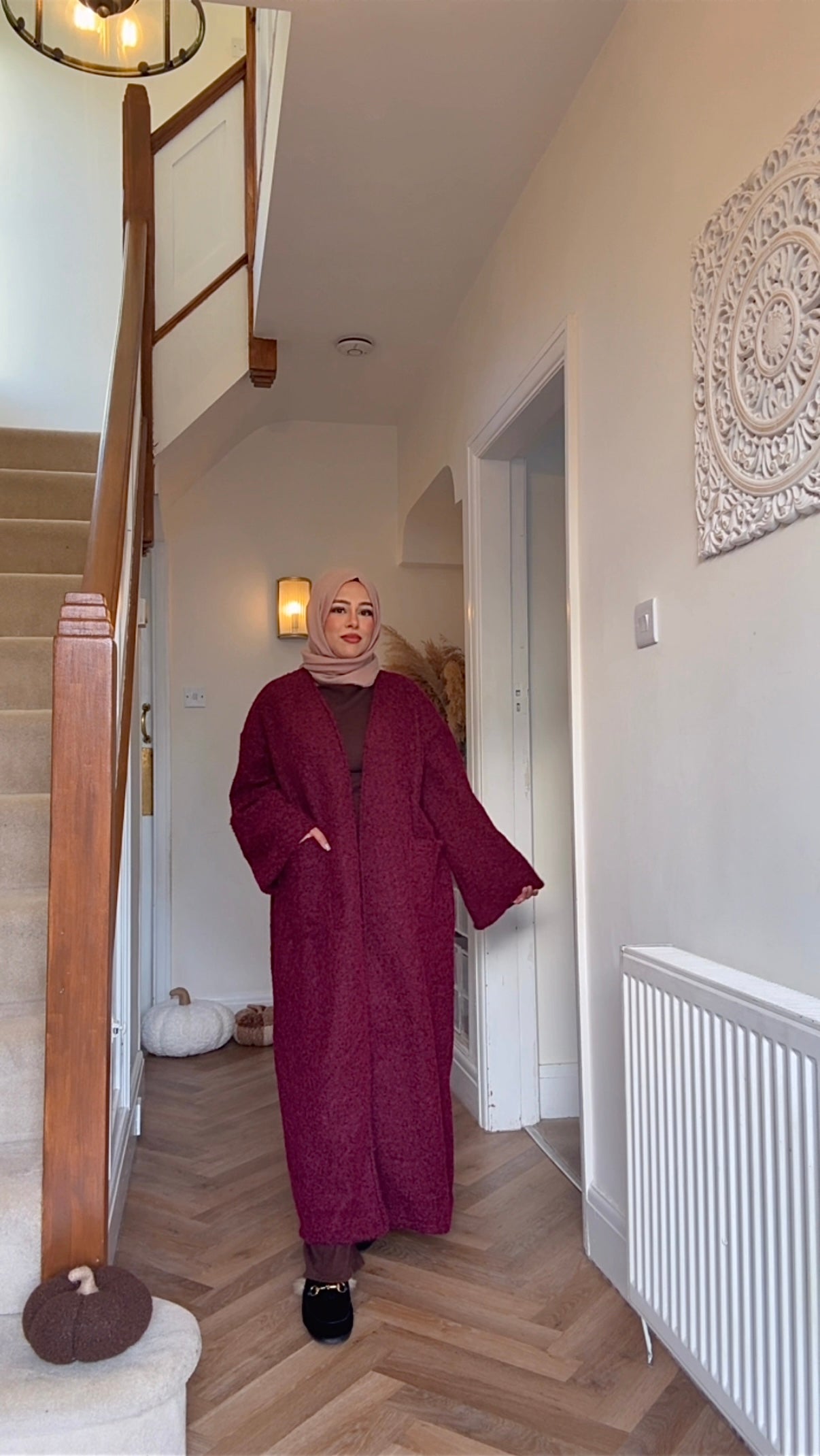 Cosy Oversized Coatigan - Burgandy