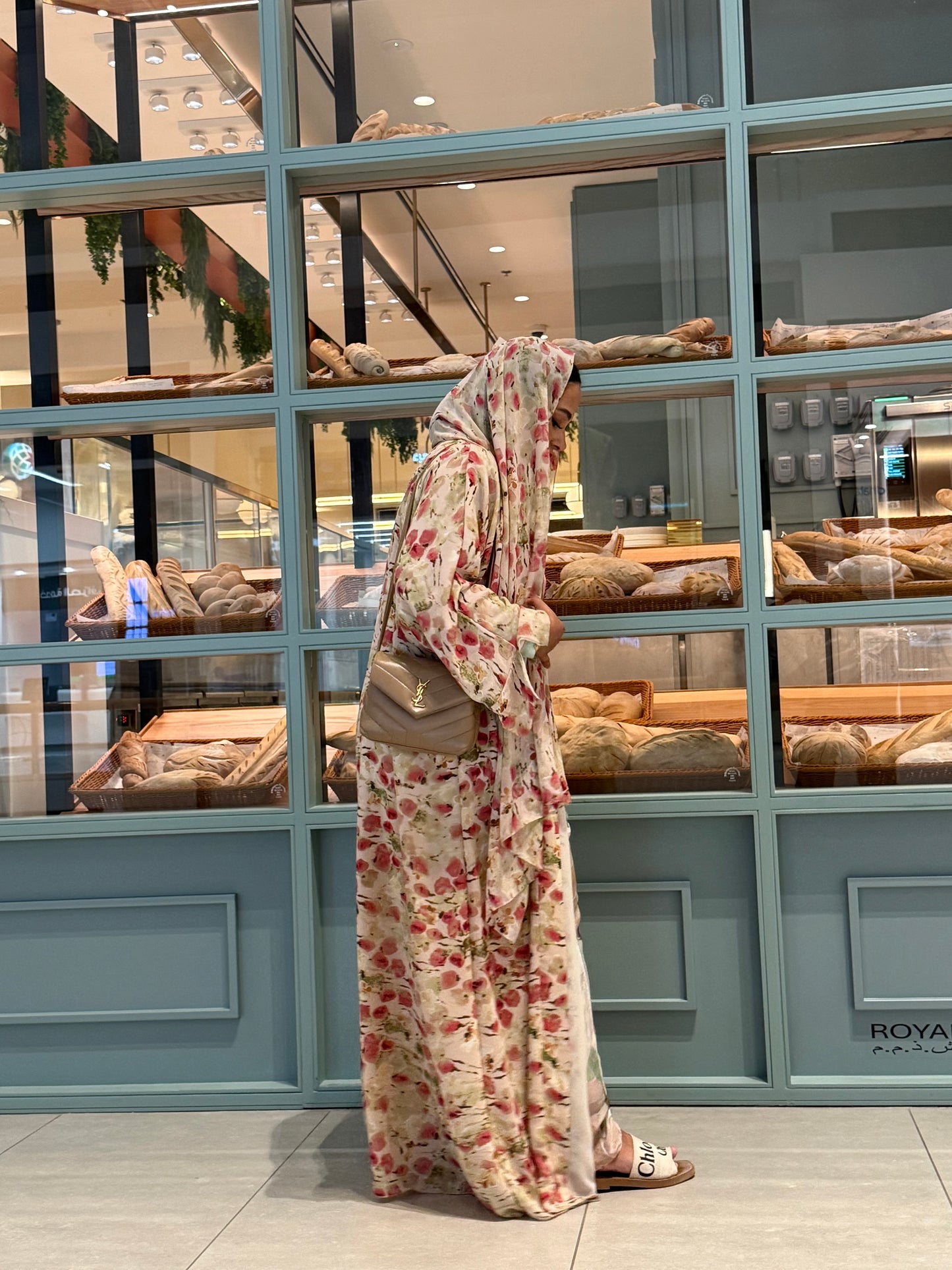 Printed Abaya & Hijab set - Rosy