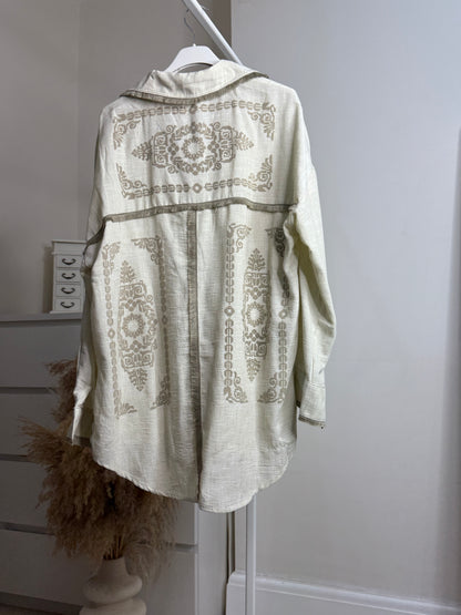 Fringe detailed oversized shirt