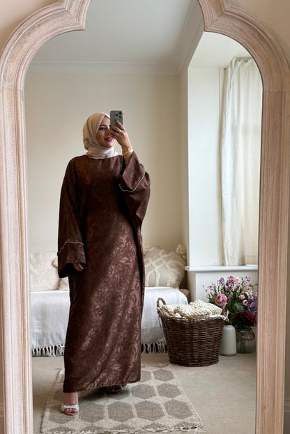 Rima Floral Kaftan Dress - Brown