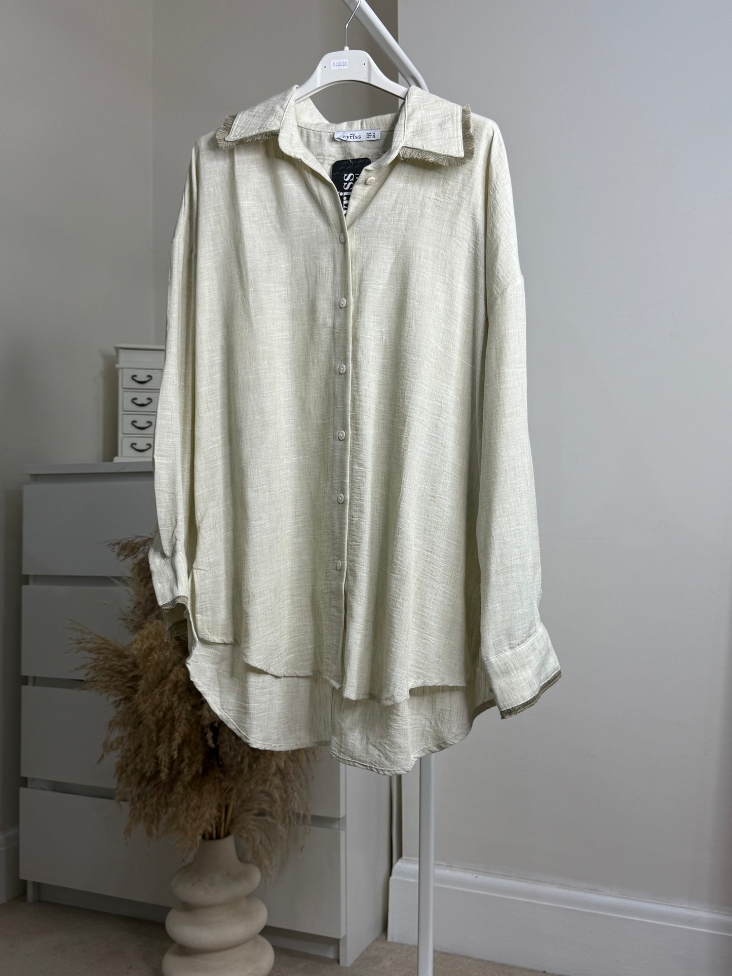 Fringe detailed oversized shirt