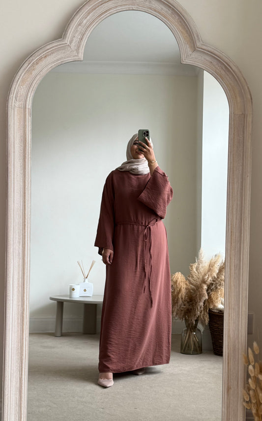 Linen look Maxi dress - Rust
