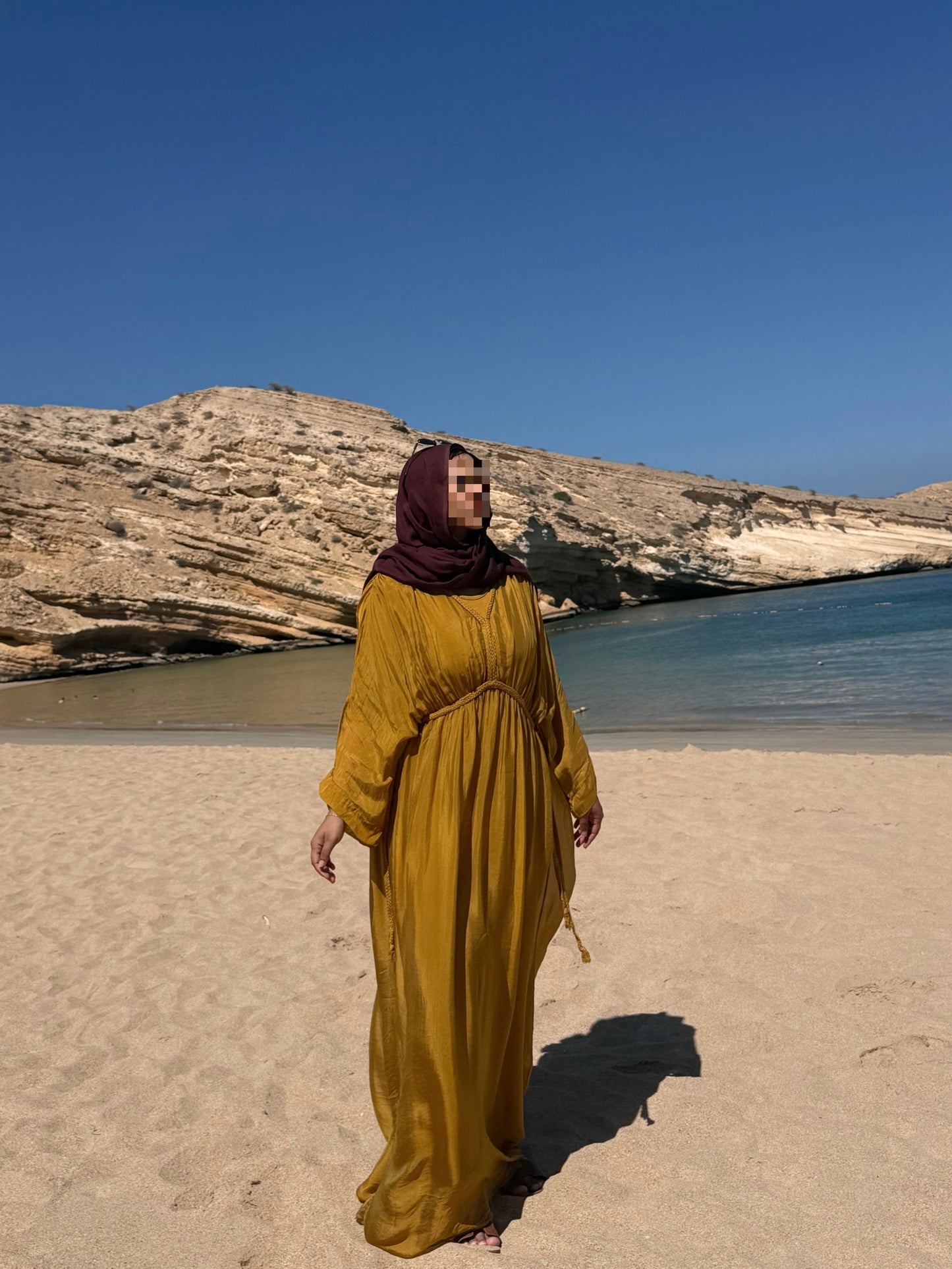Sierra Silk Maxi Kaftan - Mustard