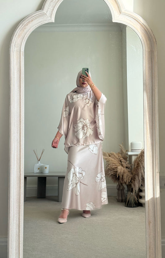 Nyla Skirt and Top Co ord set - Beige