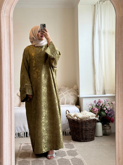 Rima Floral Kaftan Dress - Olive