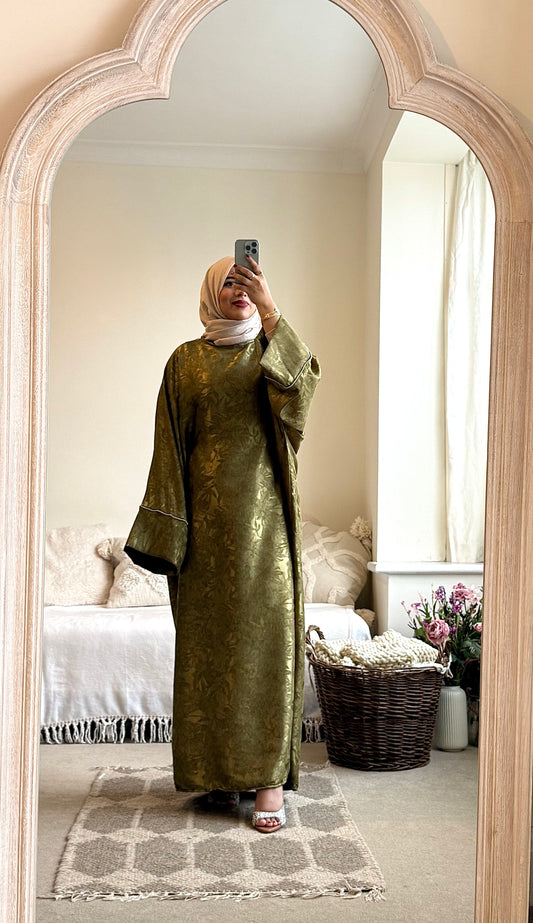Rima Floral Kaftan Dress - Olive