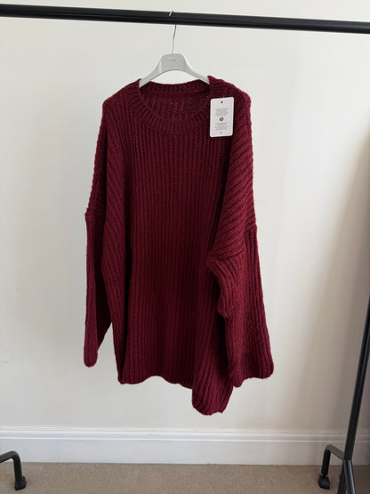Mia Longline Knit - Burgundy