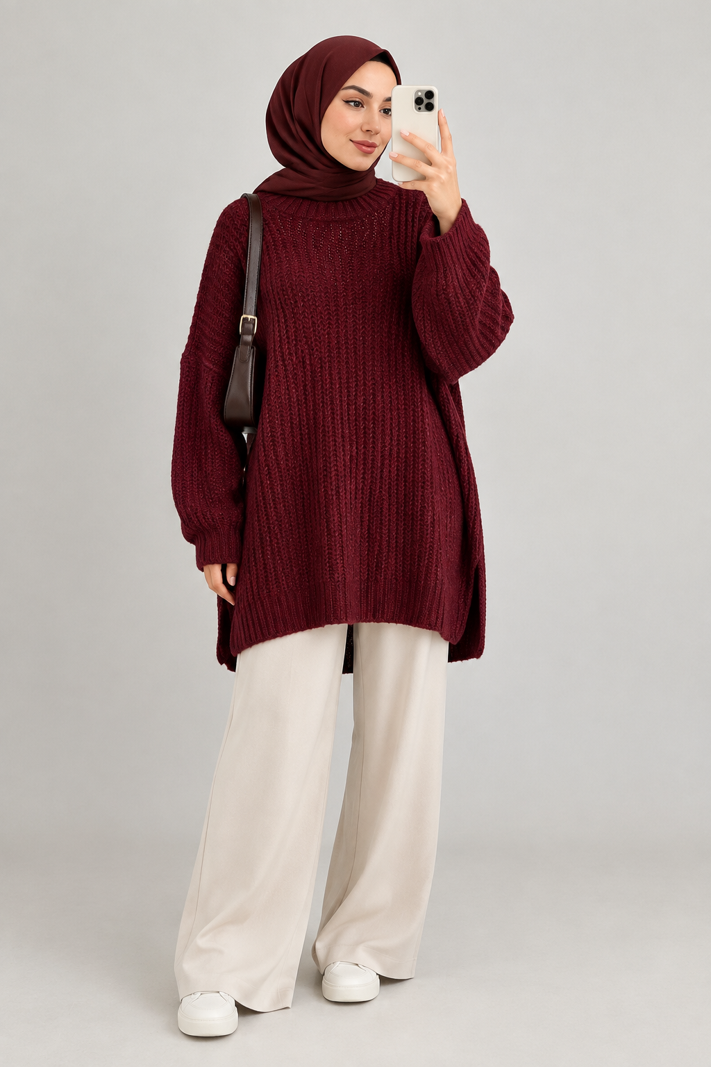 Mia Longline Knit - Burgundy