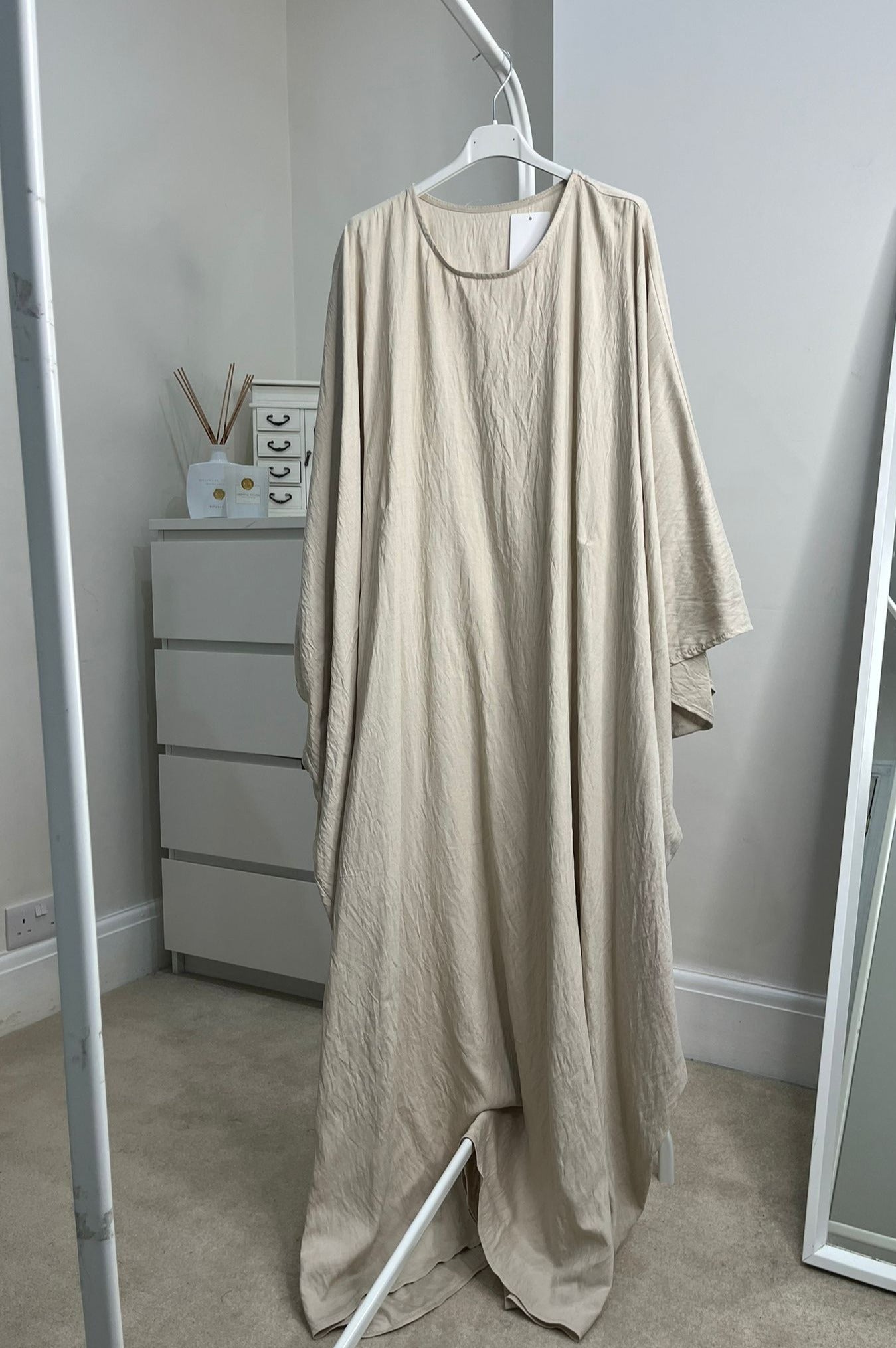 Rima Linen Look Kaftan Dress - Stone