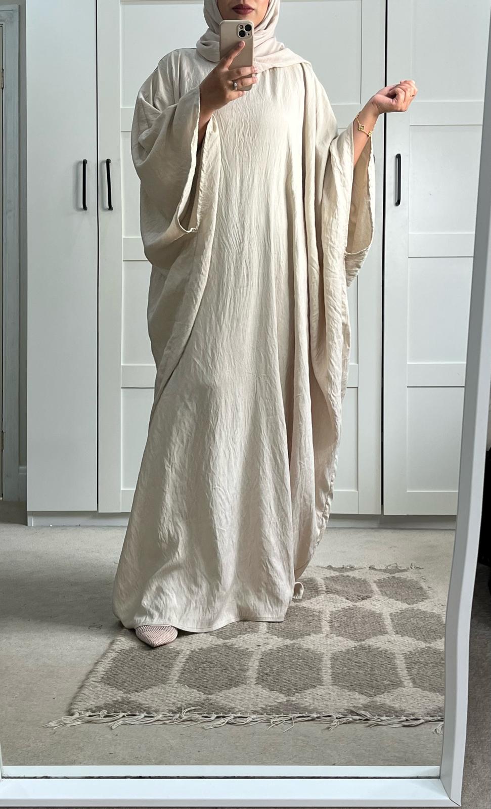 Rima Linen Look Kaftan Dress - Stone